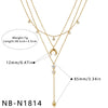 Women's Stainless Steel Geometric Teardrop Heart Pendant Necklace With Zircon Rhinestone And Pearl Accents Light Luxury Plated Jewelry