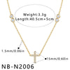Women's Stainless Steel Geometric Teardrop Heart Pendant Necklace With Zircon Rhinestone And Pearl Accents Light Luxury Plated Jewelry