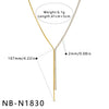 Women's Stainless Steel Geometric Teardrop Heart Pendant Necklace With Zircon Rhinestone And Pearl Accents Light Luxury Plated Jewelry