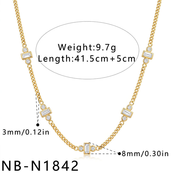 Women's Stainless Steel Geometric Teardrop Heart Pendant Necklace With Zircon Rhinestone And Pearl Accents Light Luxury Plated Jewelry
