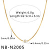 Women's Stainless Steel Geometric Teardrop Heart Pendant Necklace With Zircon Rhinestone And Pearl Accents Light Luxury Plated Jewelry