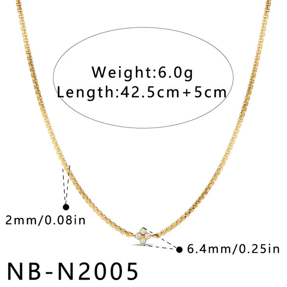 Women's Stainless Steel Geometric Teardrop Heart Pendant Necklace With Zircon Rhinestone And Pearl Accents Light Luxury Plated Jewelry