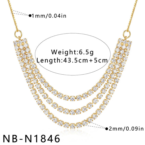 Women's Stainless Steel Geometric Teardrop Heart Pendant Necklace With Zircon Rhinestone And Pearl Accents Light Luxury Plated Jewelry