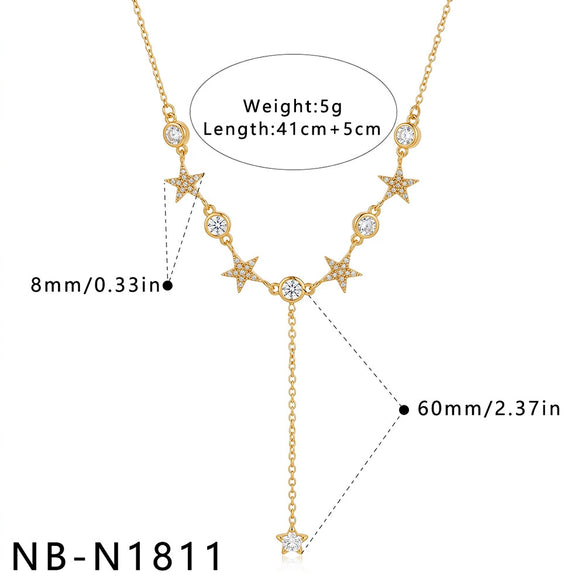 Women's Stainless Steel Geometric Teardrop Heart Pendant Necklace With Zircon Rhinestone And Pearl Accents Light Luxury Plated Jewelry