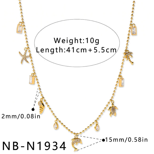 Women's Stainless Steel Geometric Teardrop Heart Pendant Necklace With Zircon Rhinestone And Pearl Accents Light Luxury Plated Jewelry