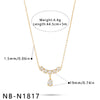Women's Stainless Steel Geometric Teardrop Heart Pendant Necklace With Zircon Rhinestone And Pearl Accents Light Luxury Plated Jewelry