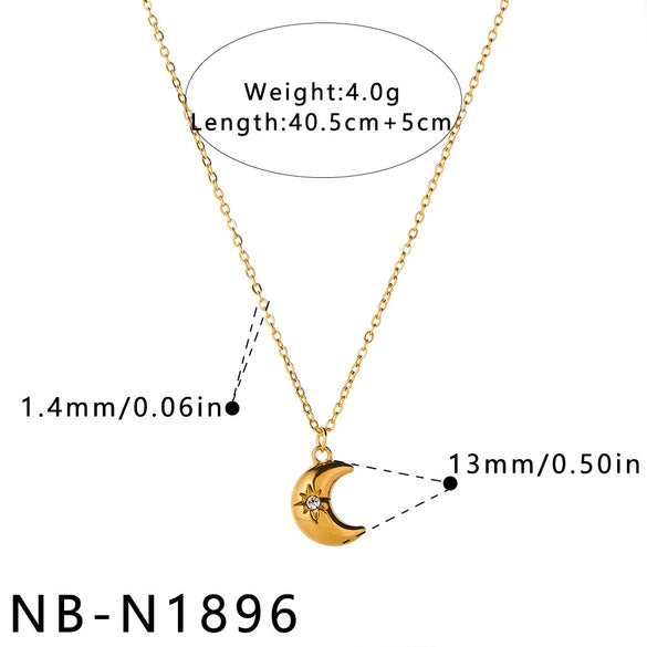 Women's Stainless Steel Geometric Teardrop Heart Pendant Necklace With Zircon Rhinestone And Pearl Accents Light Luxury Plated Jewelry