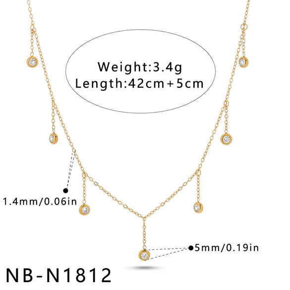 Women's Stainless Steel Geometric Teardrop Heart Pendant Necklace With Zircon Rhinestone And Pearl Accents Light Luxury Plated Jewelry