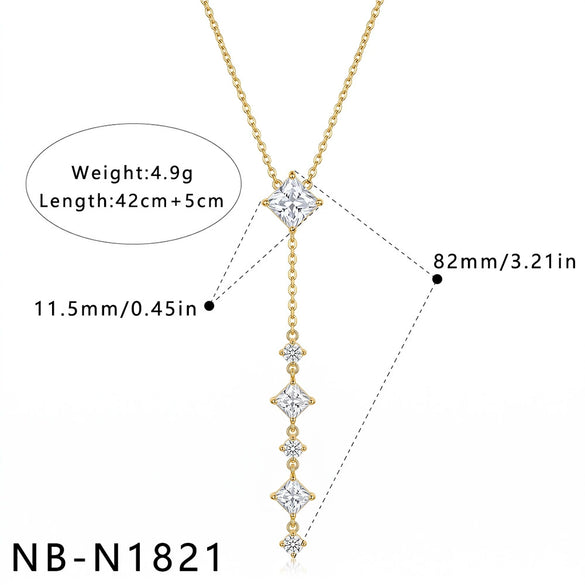 Women's Stainless Steel Geometric Teardrop Heart Pendant Necklace With Zircon Rhinestone And Pearl Accents Light Luxury Plated Jewelry