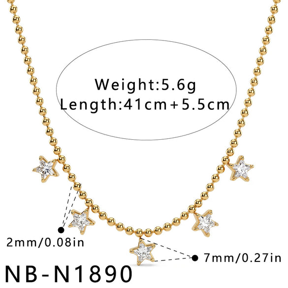 Women's Stainless Steel Geometric Teardrop Heart Pendant Necklace With Zircon Rhinestone And Pearl Accents Light Luxury Plated Jewelry