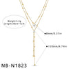 Women's Stainless Steel Geometric Teardrop Heart Pendant Necklace With Zircon Rhinestone And Pearl Accents Light Luxury Plated Jewelry