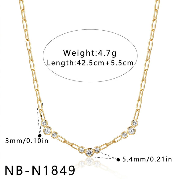 Women's Stainless Steel Geometric Teardrop Heart Pendant Necklace With Zircon Rhinestone And Pearl Accents Light Luxury Plated Jewelry