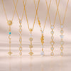 Women's Stainless Steel Geometric Teardrop Heart Pendant Necklace With Zircon Rhinestone And Pearl Accents Light Luxury Plated Jewelry