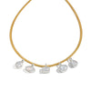 Women's Stainless Steel Geometric Teardrop Pendant Necklace With Cubic Zirconia Flat Snake Chain And Vacuum Goldplated Finish