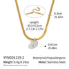 Women's Stainless Steel Geometric Teardrop Pendant Necklace With Cubic Zirconia Flat Snake Chain And Vacuum Goldplated Finish