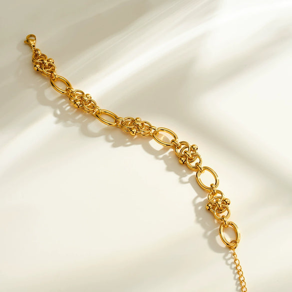 Women's Stainless Steel Geometric Thick Chain Spliced Bracelet With Vacuum Plated Electroplated Finish