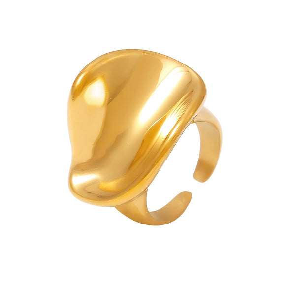 Women's 316L Stainless Steel Geometric Three Dimensional Ring Electroplated With 18K Gold Fashion Exaggerated Design