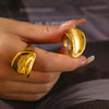 Women's 316L Stainless Steel Geometric Three Dimensional Ring Electroplated With 18K Gold Fashion Exaggerated Design