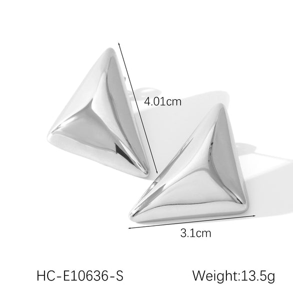 Women's Stainless Steel Geometric Three Dimensional Triangle Electroplated Earrings