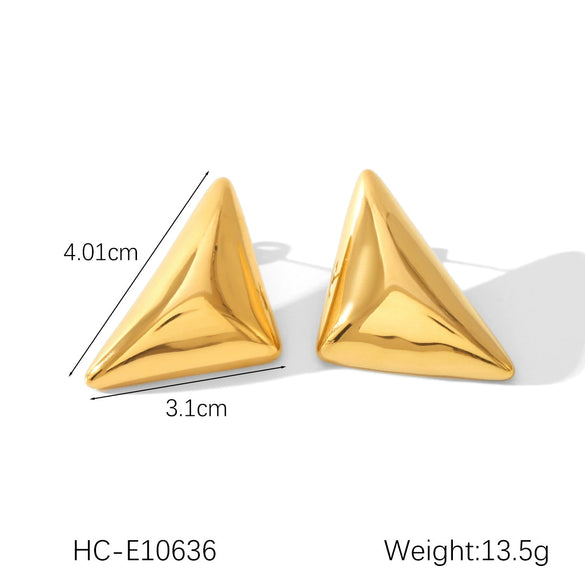Women's Stainless Steel Geometric Three Dimensional Triangle Electroplated Earrings