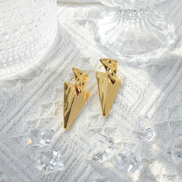 Women's Stainless Steel Geometric Triangle Tassel Earrings With Electroplating Design