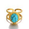 Women's Stainless Steel Geometric Turquoise Inlaid Electroplated Opening Adjusting Ring