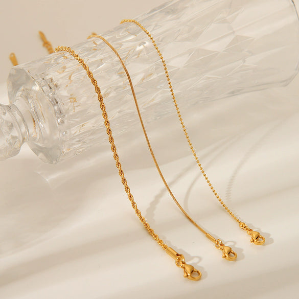 Women's Stainless Steel Geometric Twist Chain Ballpoint Bracelet With Electroplating