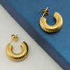 Women's 316L Stainless Steel Geometric U Shaped Electroplated Threaded Solid Earrings
