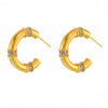 Women's 316L Stainless Steel Geometric Ushaped And Cshaped Diamond Earrings With Pvd Plating And Light Luxury Style