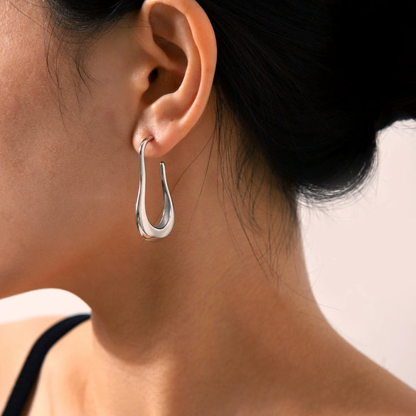 Women's Stainless Steel Geometric Ushaped Electroplated Earrings