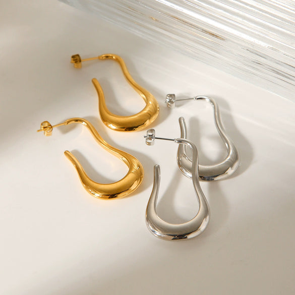 Women's Stainless Steel Geometric Ushaped Electroplated Earrings