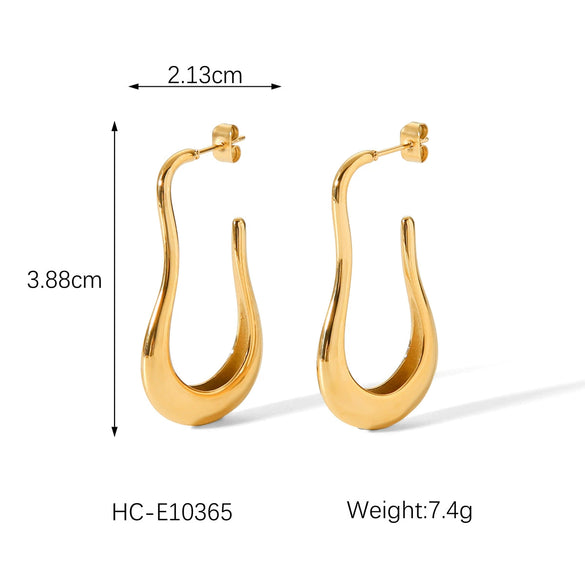 Women's Stainless Steel Geometric Ushaped Electroplated Earrings