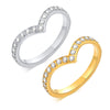 Women's Stainless Steel Geometric Vshaped Zircon Ring Jewelry With Diamond Design