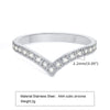 Women's Stainless Steel Geometric Vshaped Zircon Ring Jewelry With Diamond Design