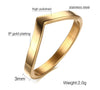 Women's Stainless Steel Geometric Vshaped Zircon Ring Jewelry With Diamond Design