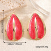 Women's Stainless Steel Geometric Water Drop Earrings With Drip Glaze And Cream Colorblocked Design