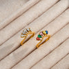 Women's Stainless Steel Geometric Water Drop Ring With Zircon And 18K Vacuum Plated Finish