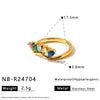 Women's Stainless Steel Geometric Water Drop Ring With Zircon And 18K Vacuum Plated Finish
