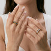 Women's Stainless Steel Geometric Water Drop Ring With Zircon And 18K Vacuum Plated Finish