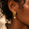 Women's Stainless Steel Geometric Wave Hoop Earrings With Sparkling Zirconia And Plated Finish