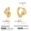 Women's Stainless Steel Geometric Wave Hoop Earrings With Sparkling Zirconia And Plated Finish