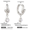 Women's Stainless Steel Geometric Wave Hoop Earrings With Sparkling Zirconia And Plated Finish
