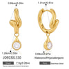 Women's Stainless Steel Geometric Wave Hoop Earrings With Sparkling Zirconia And Plated Finish