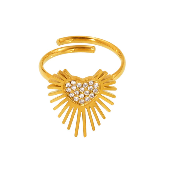 Women's 316L Stainless Steel Geometric Wing Opening Thin Ring With Vacuum Electroplating Fashion Jewelry