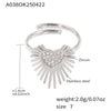 Women's 316L Stainless Steel Geometric Wing Opening Thin Ring With Vacuum Electroplating Fashion Jewelry