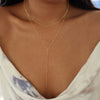 Women's Stainless Steel Geometric Y Shaped Double Layer Ball Chain Necklace With Round Bead Tassel Electroplated Stacked Pendant Jewelry