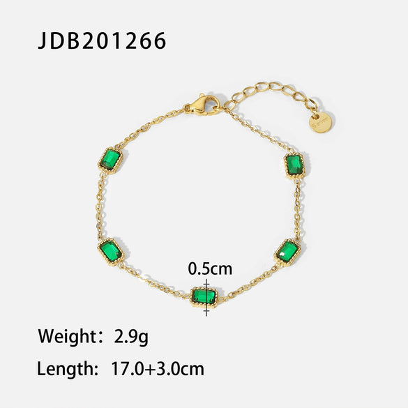 Women's Stainless Steel Geometric Zircon Bracelet With Electroplating Design