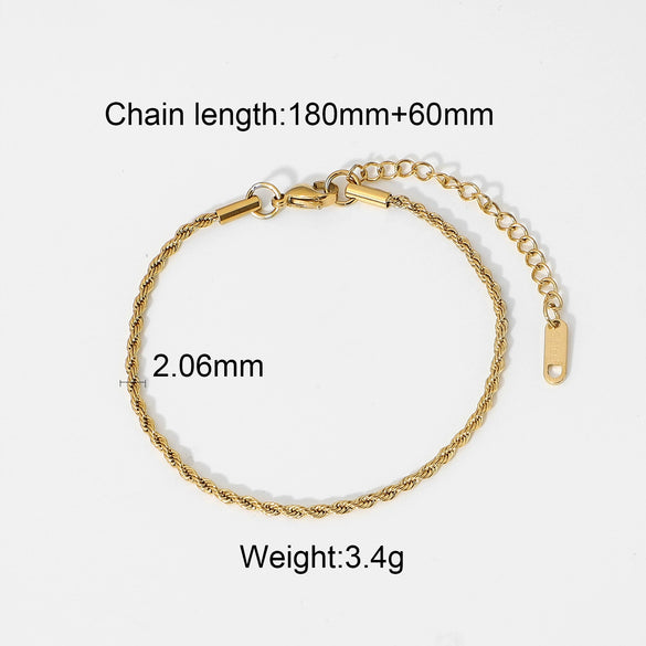 Women's Stainless Steel Geometric Zircon Bracelet With Electroplating Design