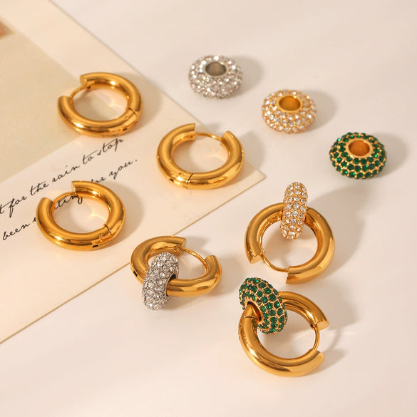 Women's Stainless Steel Geometric Zircon Earrings In Ins Style