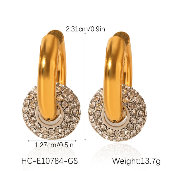 Women's Stainless Steel Geometric Zircon Earrings In Ins Style